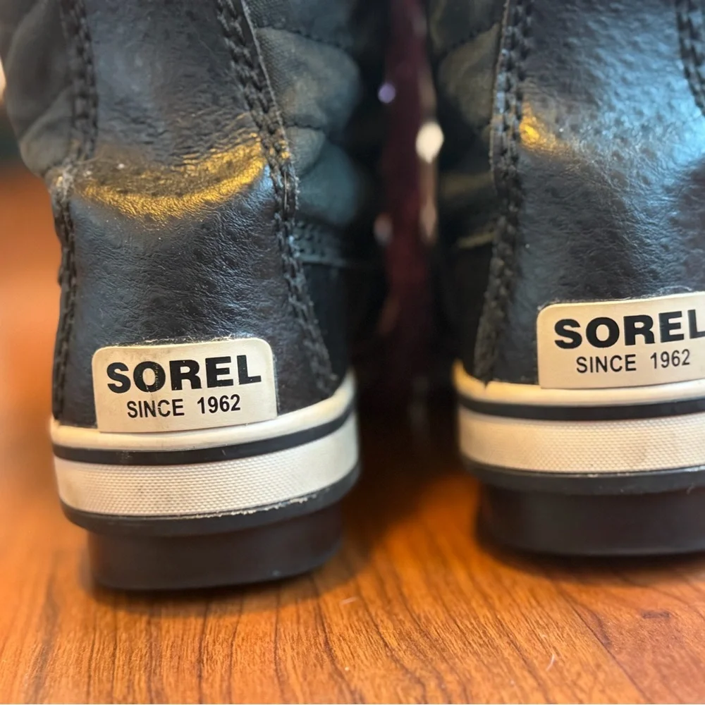 Sorel Black and Pink Fur-Lined Winter Boots